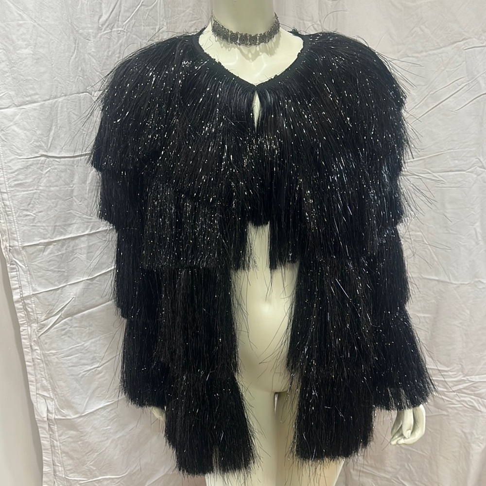Elegant Black Fringe Sweater